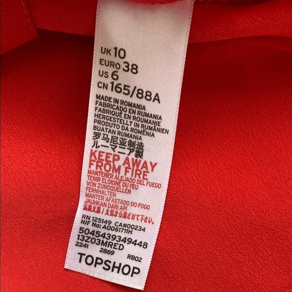 Top Shop Vibrant Red Blouse with Bell Sleeves and Ruffled Details - Picture 9 of 13